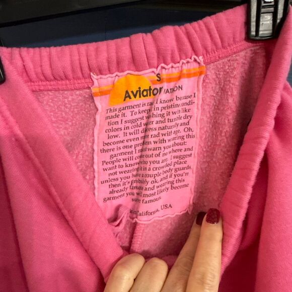Aviator Nation Rainbow Stitch Sweatpants in Paris Pink Size Small - Picture 4 of 7
